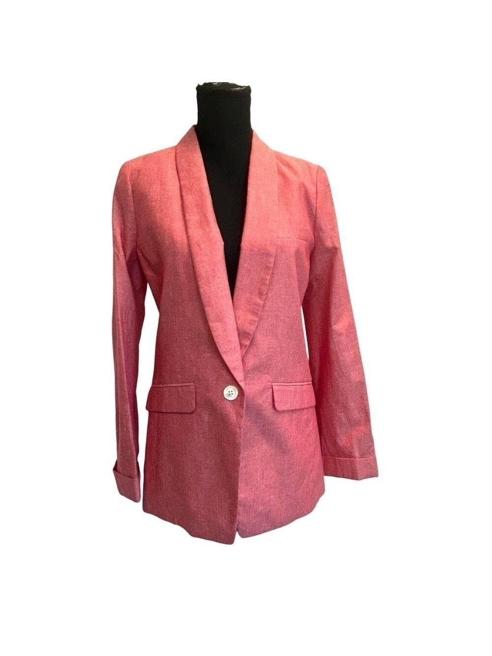 J. Crew unstructured single breasted blazer in cotton linen firecracker red 6T